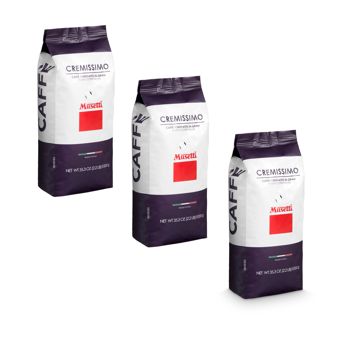 Pachet cafea boabe, 3 x Musetti Cremissimo 1 kg