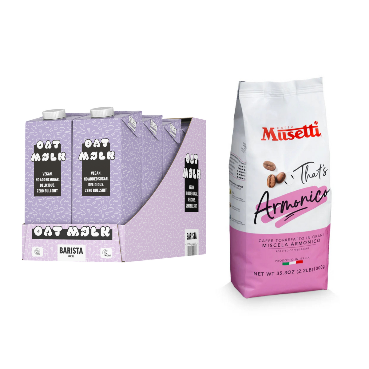 Pachet cafea si bautura de ovaz, Moelk Barista si Musetti Armonico