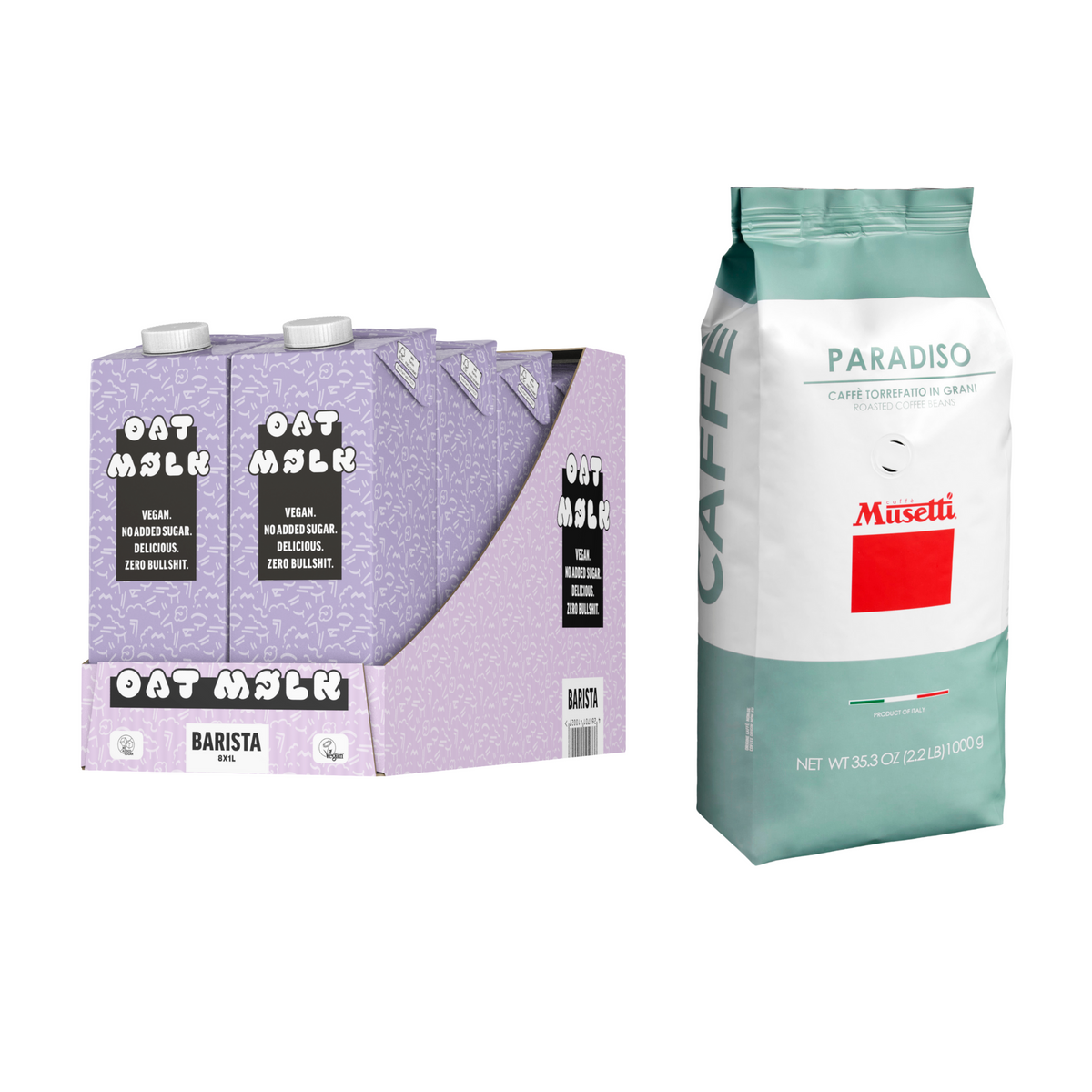 Pachet cafea si bautura de ovaz, Moelk Barista si Musetti Paradiso